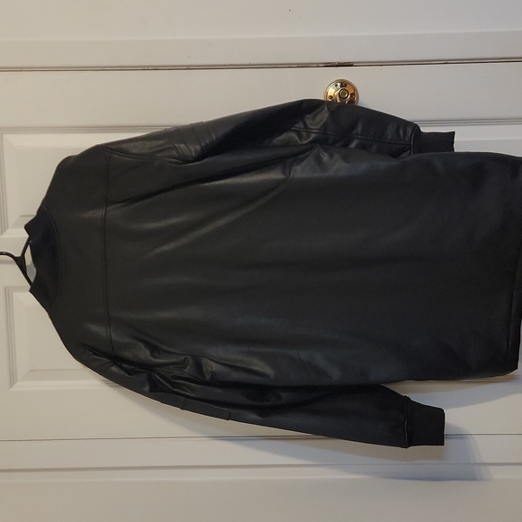 Members Only Elongated Leather Jacket Black Large - Picture 2 of 9